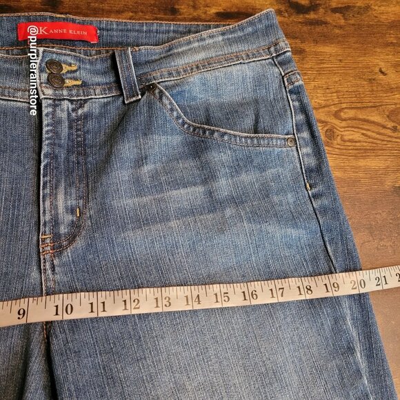 Anne Klein Jeans Sz 16 High Rise Bootcut Button Flap Medium Wash Stretch Denim - Picture 9 of 13